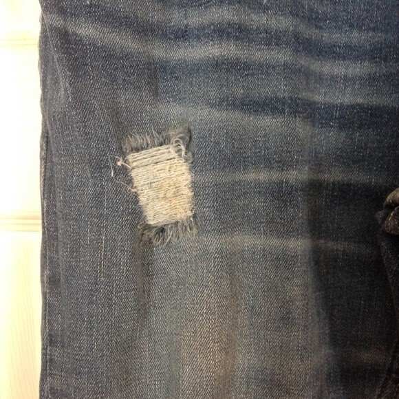 OLD NAVY Men's 33 X 32 Slim Built-in-Flex Denim Blue Jeans Med Wash Distressed - Picture 3 of 7